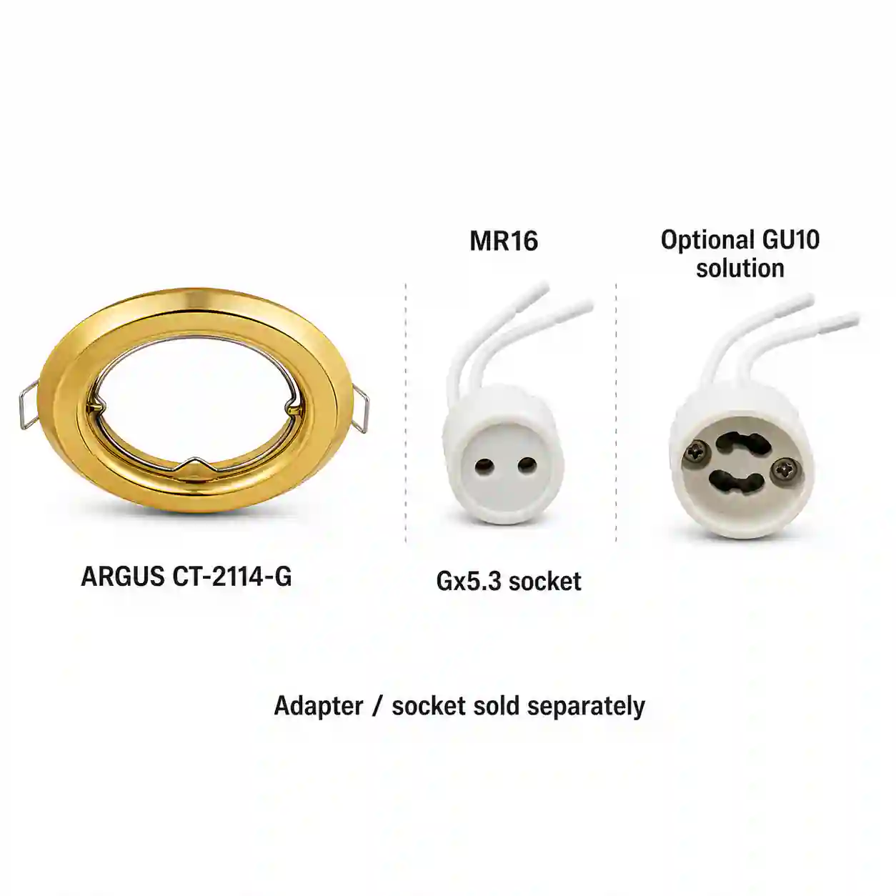 Patice Gx5,3 svítidla ARGUS CT-2114-G s možností úpravy na GU10 adaptérem